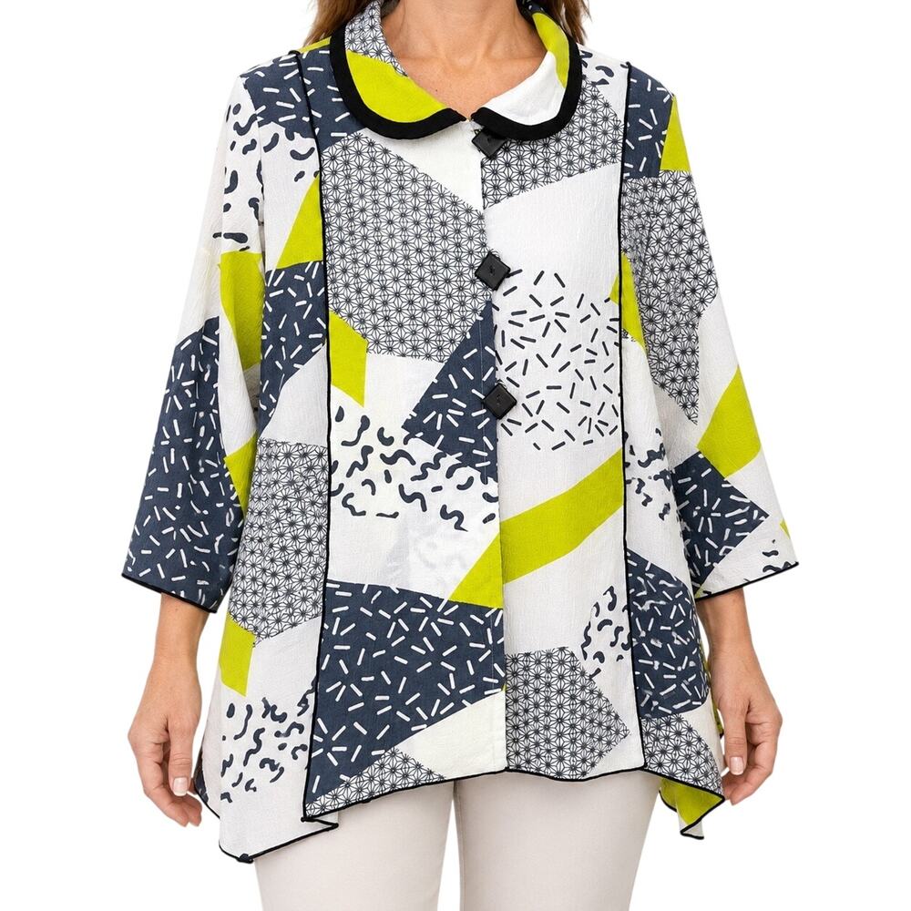 NEW NWT Moonlight by Y&S XXL 2X Wearable Art to Wear Green Gray Artsy Abstract